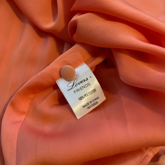 Lovers + Friends Long Orange Pleated California Girl Dress in Coral - Picture 9 of 12